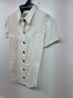 New Women’s Denũm Jeans White Short Sleeve Pearl Snap Shirt Small MM-72