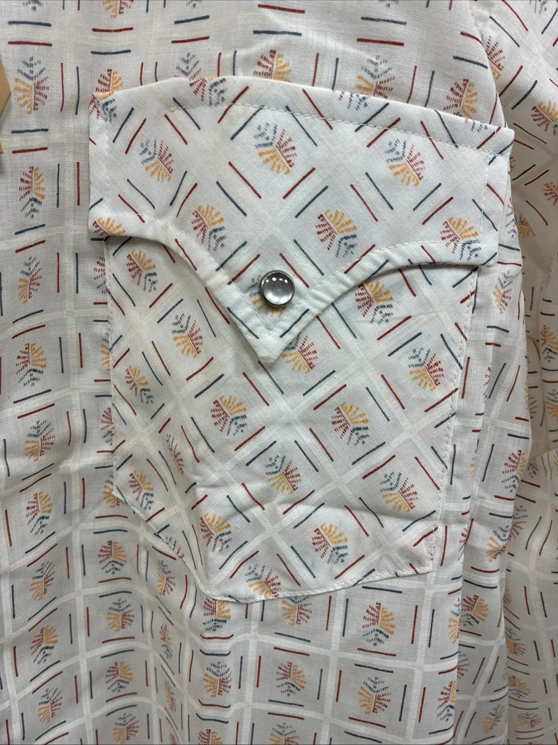 New Men’s Dickson Jenkins White Design Long Sleeve Pearl Snap 17.5 XL CC-57