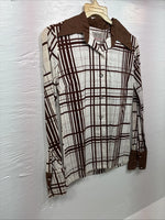 New Men’s H Bar C Brown White Stripe Long Sleeve Pearl Snap XS J-66