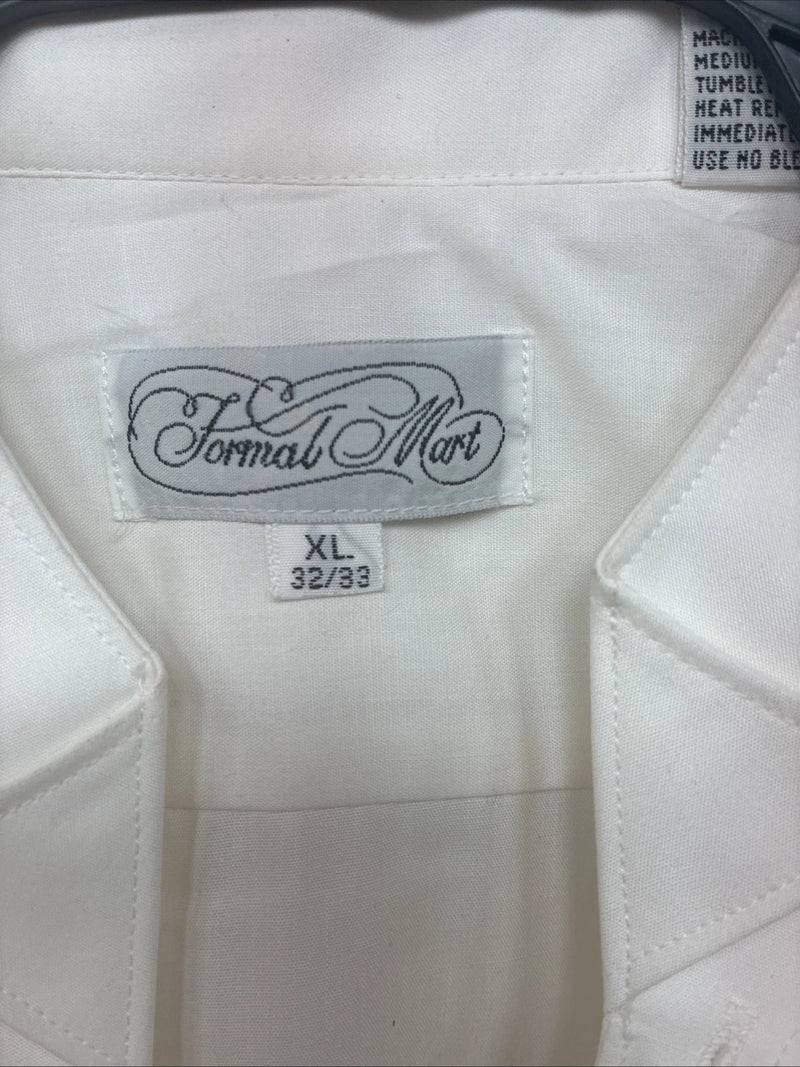 New Formal Matt White Long Sleeve Button Up English Shirt XL TT-41