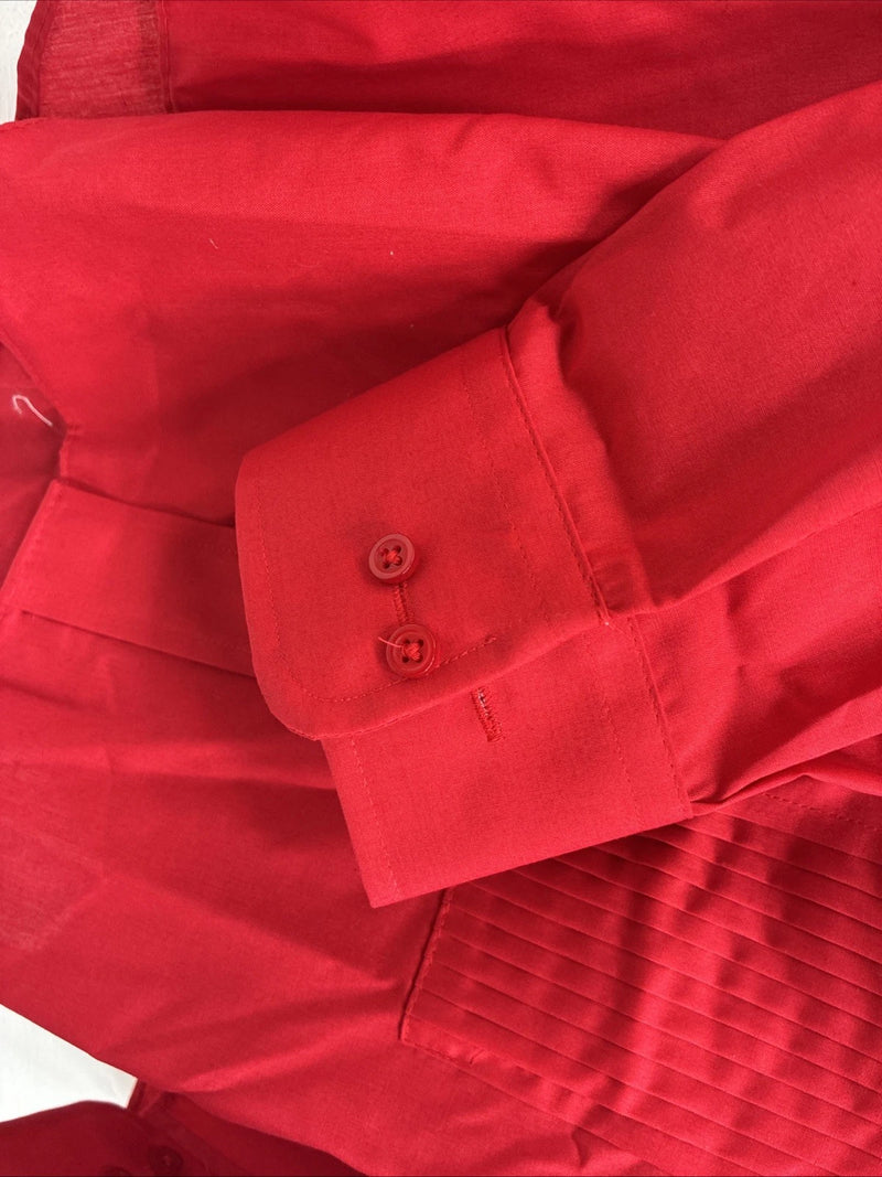 New Classix Red Long Sleeve Button Up English Shirt 16-16.5 Large X-80