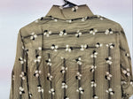 New Men’s ELY Plains Tan Black Floral Long Sleeve Pearl Snap 15.5 Large LL-91