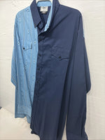 New Men’s Cowboy Threads Blue Half Design Long Sleeve Button Up XL M-75
