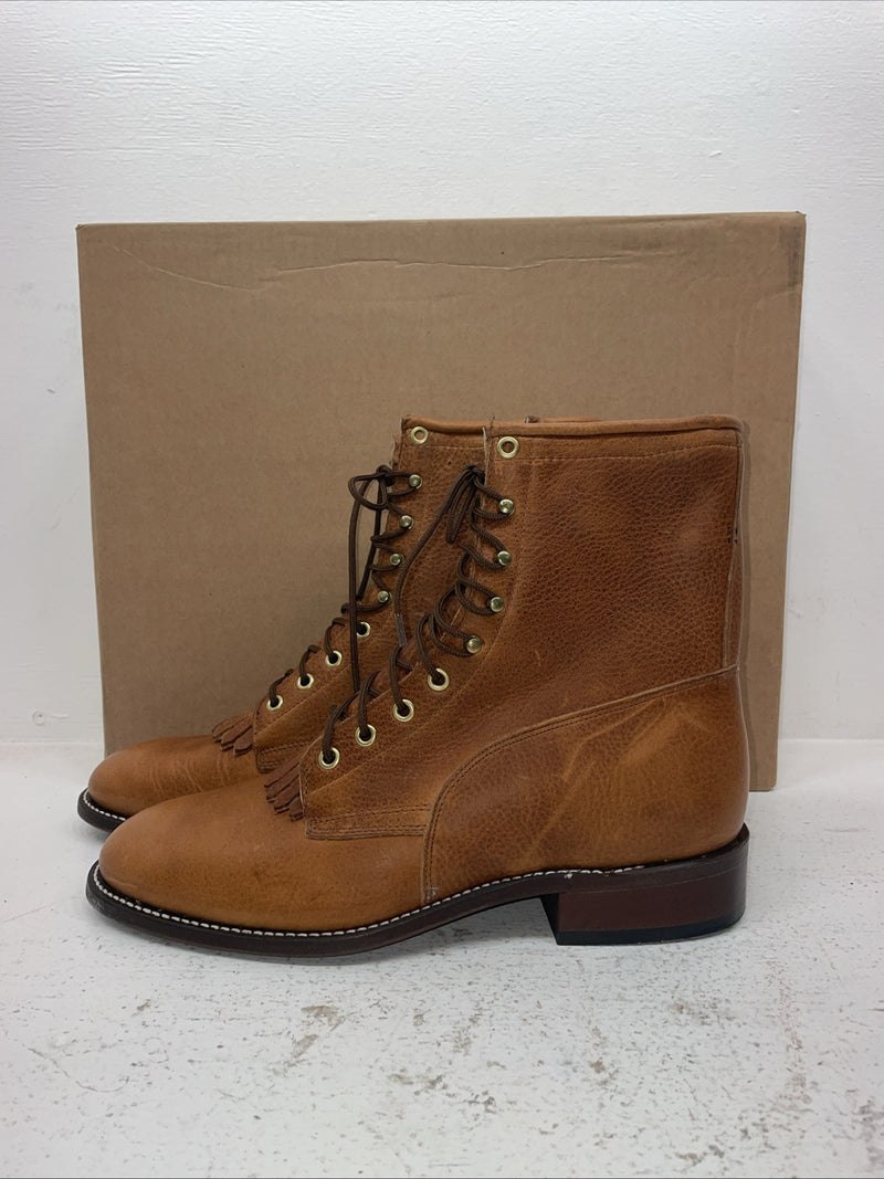 New Men’s Brown Lace Up J Chisholm Cowboy Boots. 2556 10 E E. 7-26