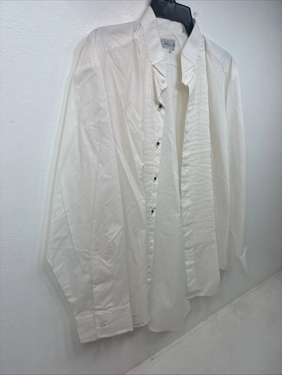 New Formal Matt White Long Sleeve Button Up English Shirt XL TT-41