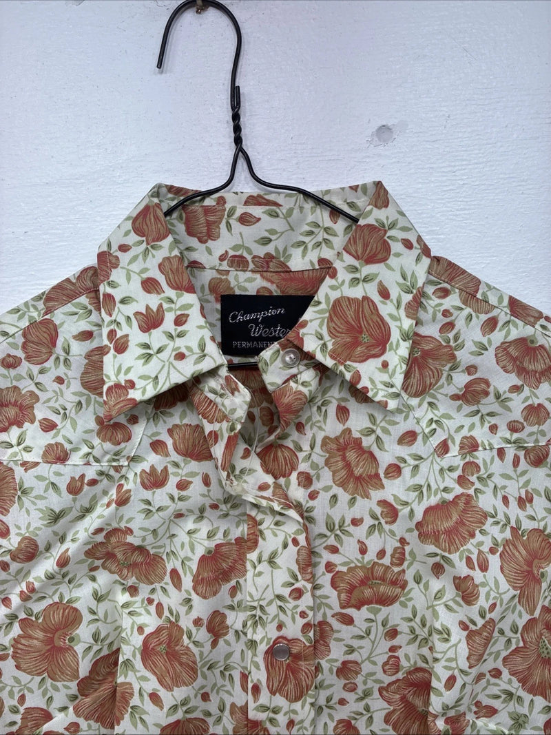 New Women’s Champion Western Floral Long Sleeve Pearl Snap Size 12 LL-5