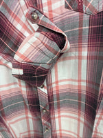 New Women’s Cumberland Pink Plaid Long Sleeve Pearl Snap XL GG-66