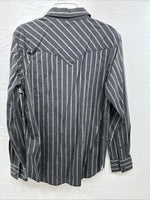 New Men’s Moonshine Spirit Gray Stripe Long Sleeve Pearl Snap Medium K-71