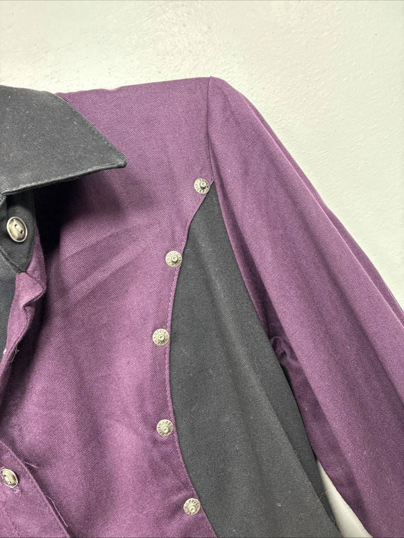 New Women’s Roughrider Purple Black Long Sleeve Button Up Small 3B-8