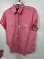 New Women’s White Horse Pink Checker Short Sleeve Pearl Snap Large KK-122