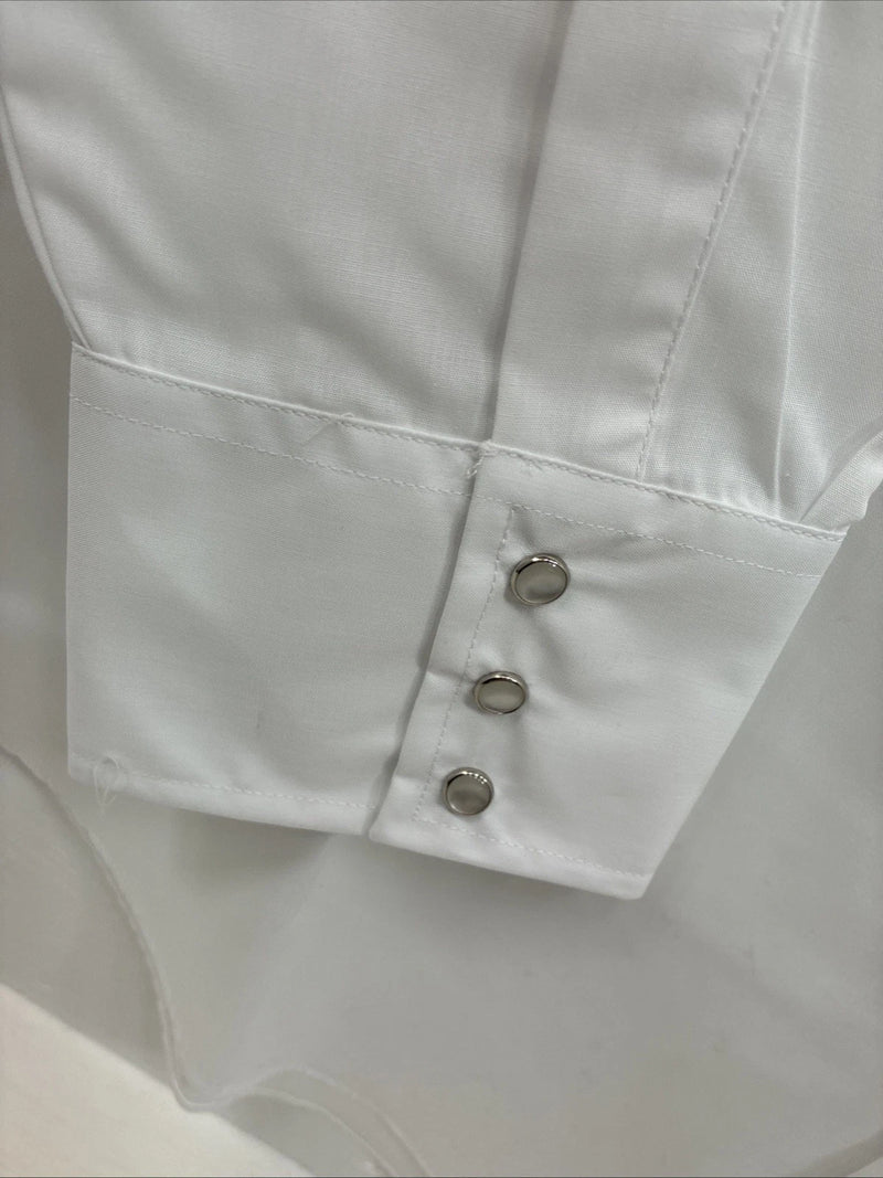 New Men’s ELY cattleman White Long Sleeve Pearl Snap 18.5 X 35 2XL H-36