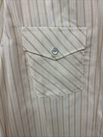 New Women’s White Horse Tan Stripe Long Sleeve Pearl Snap Medium YY-121
