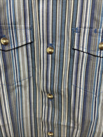New Kids ELY Classic Blue Stripe Long Sleeve Button Up Small CC-97