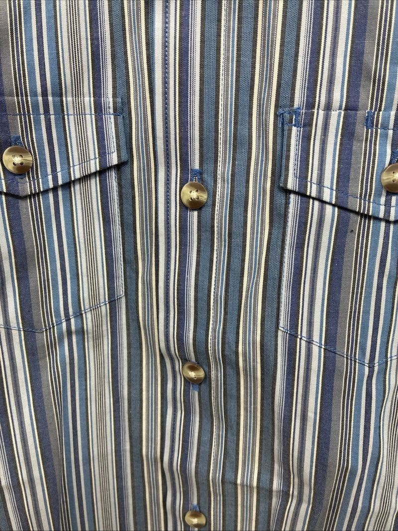 New Kids ELY Classic Blue Stripe Long Sleeve Button Up Small CC-97