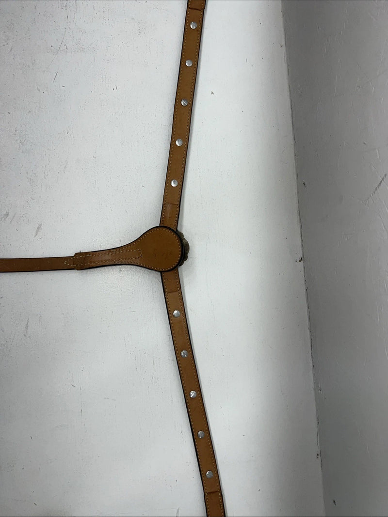 New Leather Circle Y Breast Collar With Bronze Metal Plates. #4287,1009 S-42