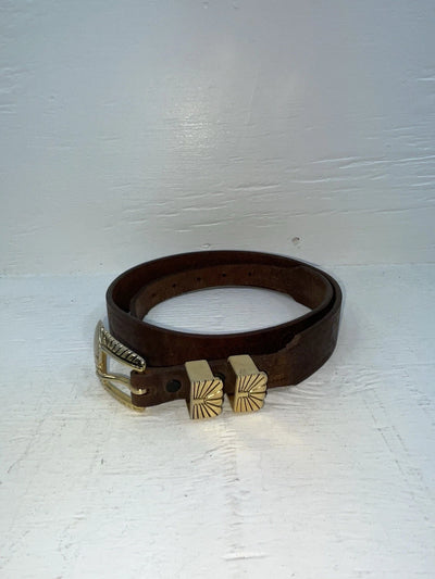 New Brown Genuine Leather Tooled 30” Belt #K4 JJ-141