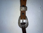 New Brown Genuine Leather Nocona Silver Pendent 28” Belt #399 JJ-143