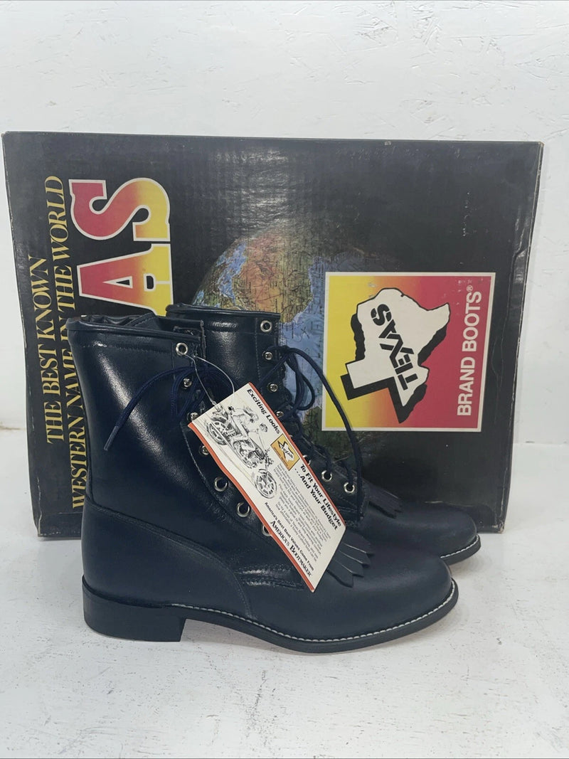 New Women’s Blue Lace Up Texas Brand Cowboy Boots. 4445 7 M. 18-81