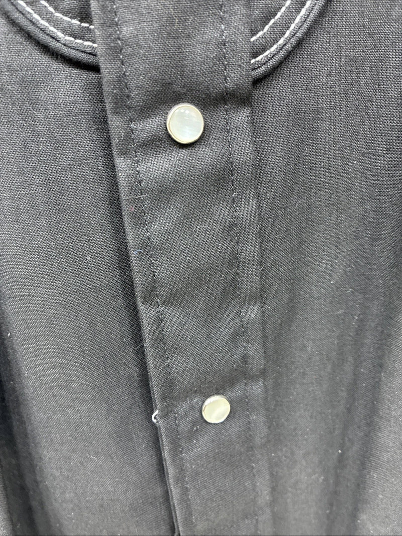 New Men’s Panhandle Slim Black Western Long Sleeve Pearl Snap Large 16.5 AA-4