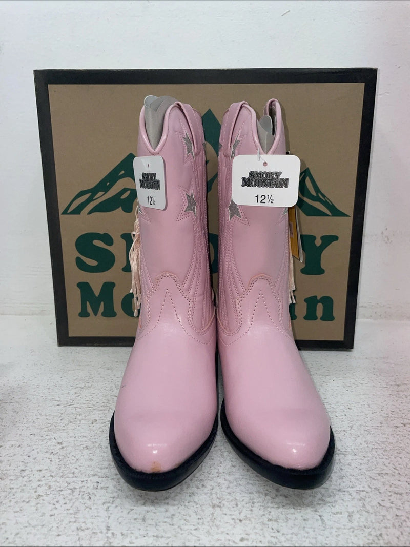 New Kids Pink With Fringe Smoky Mountain Cowboy Boots.12.5 12 1/2. 23-20