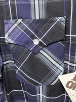 New Kids ELY Cattleman Purple Plaid Long Sleeve Pearl Snap Medium DD-28