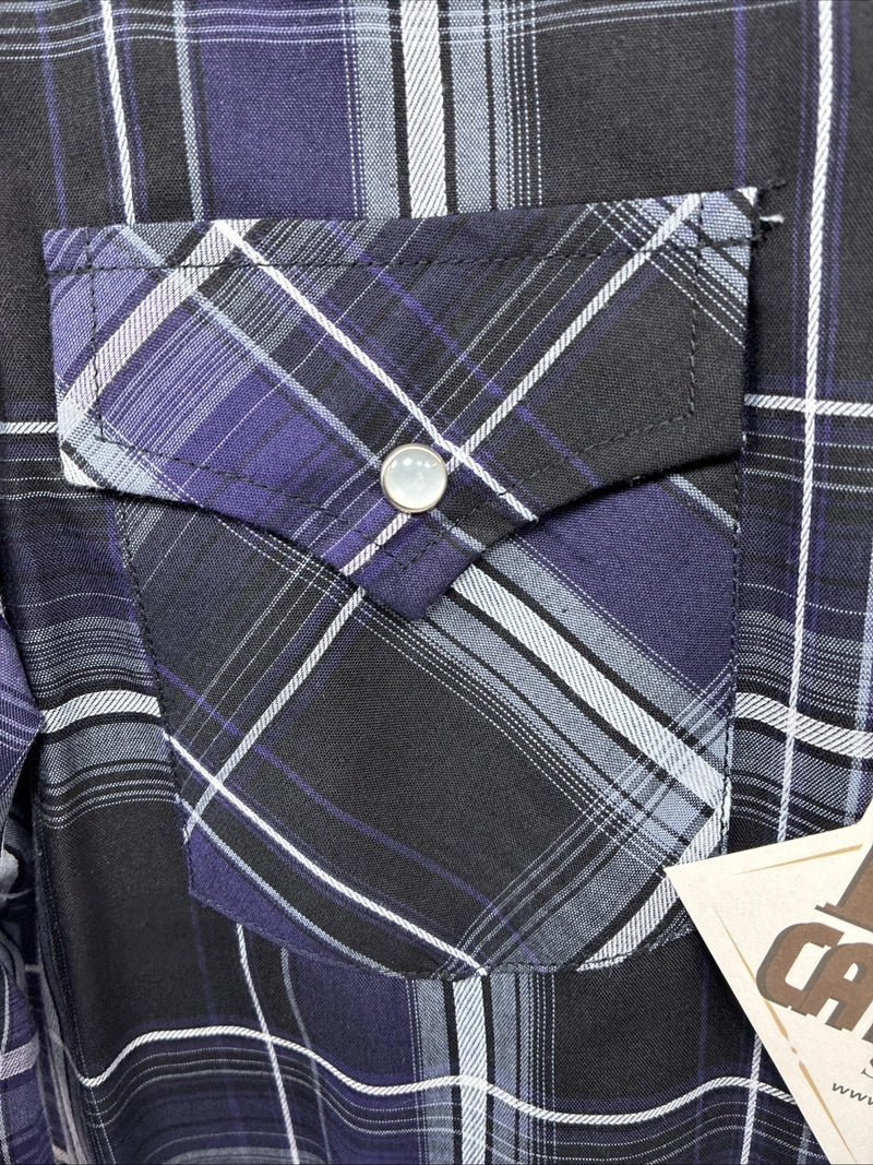 New Kids ELY Cattleman Purple Plaid Long Sleeve Pearl Snap Medium DD-28