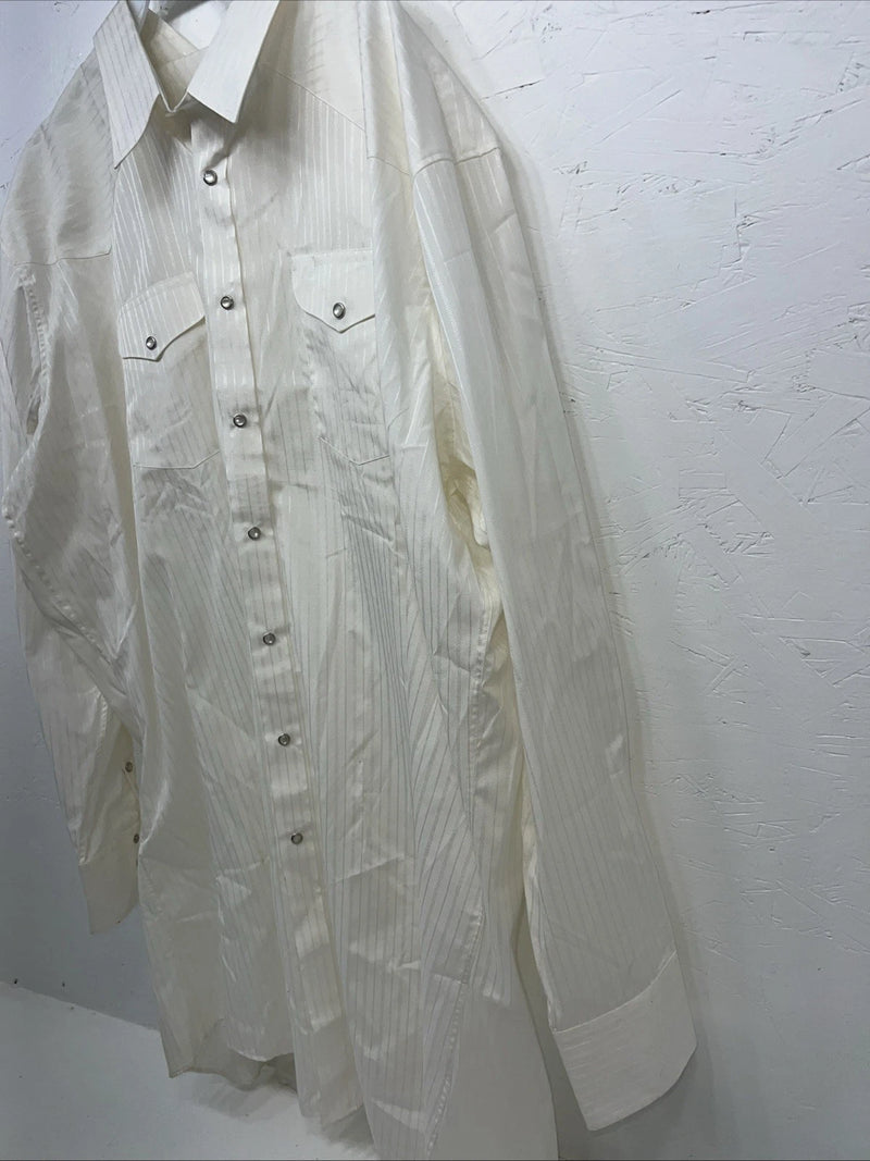 New Men’s White Mesquite Long Sleeve Pearl Snap Shirt. 15x37 Medium Long G-72