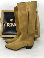 New Women’s Tan Roughout Acme Cowboy Boots. 8732 6 C. 19-9