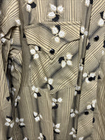 New Men’s ELY Plains Tan Black Floral Long Sleeve Pearl Snap 15.5 Large LL-91