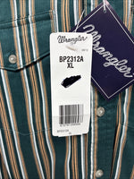 New Kids Wrangler Green Stripe Long Sleeve Button Up XL CC-89
