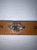 New Brown Genuine Leather Wright Gold Pendent 34” Belt #10484 Z-172