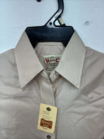 New Women’s H Bar C Tan Designed Long Sleeve Pearl Snap Size 34 II-90