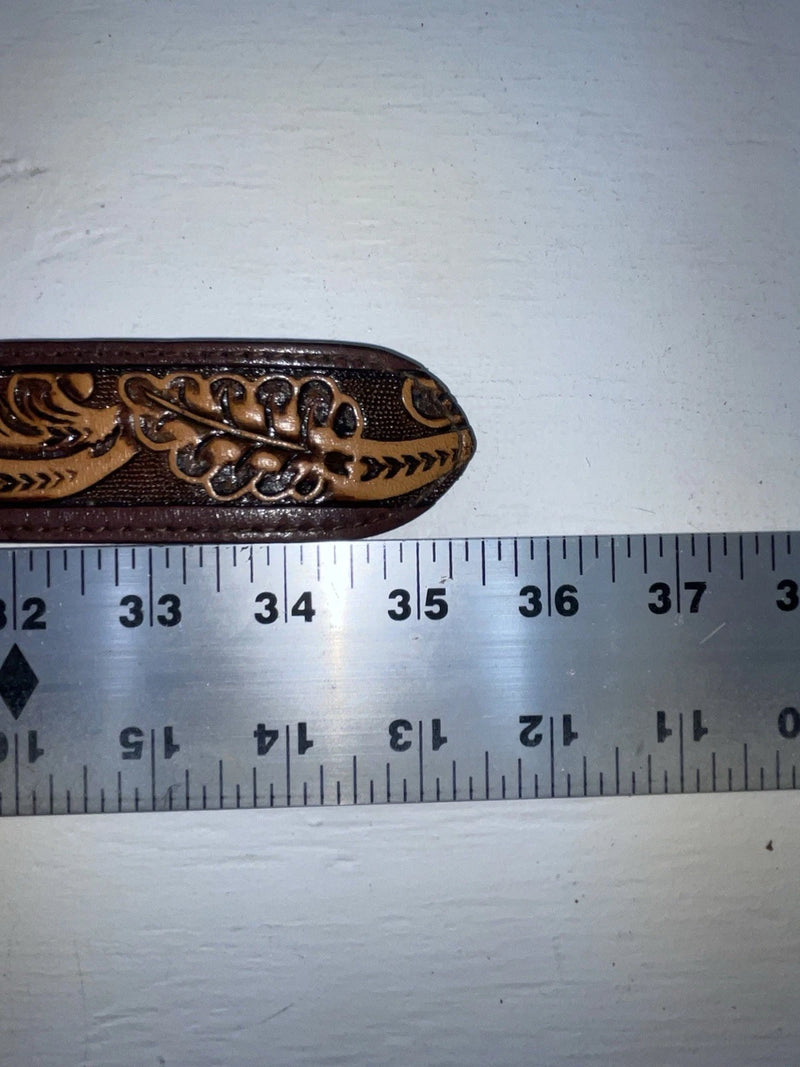 New Red Genuine Leather Longhorn Tooled 30” Belt #82828 JJ-140