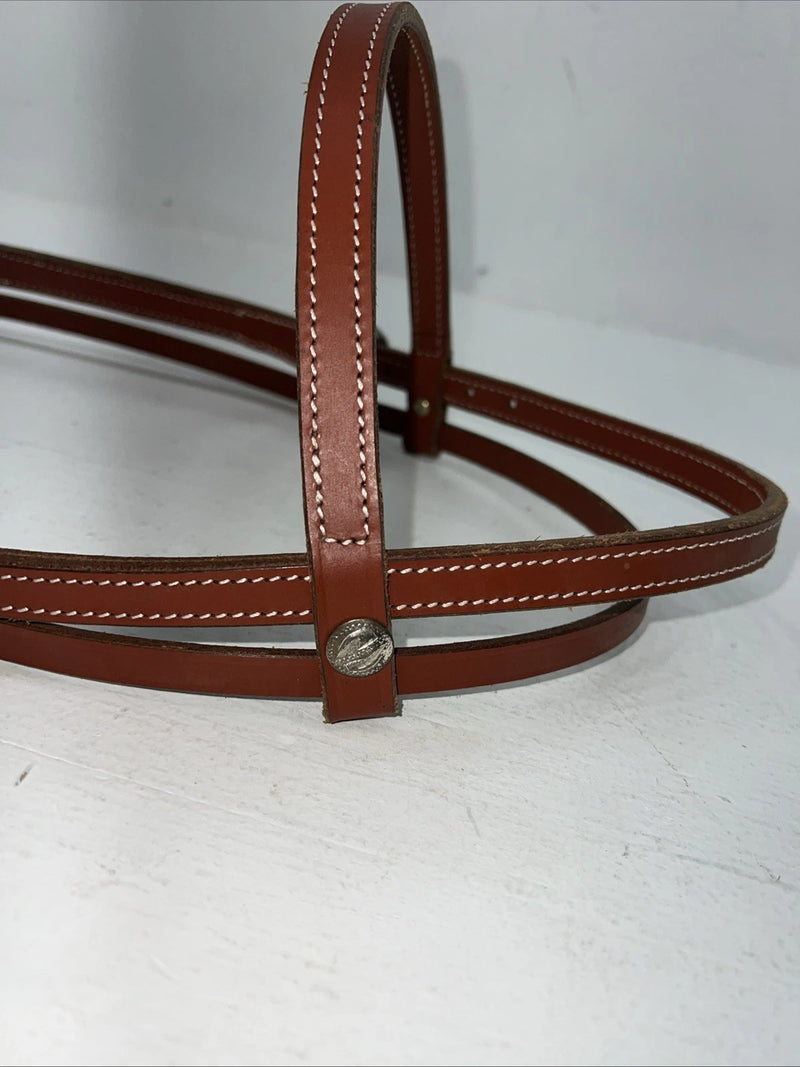 New Leather Trainer Dark Oil Browband Headstall Silver Buckles S-60