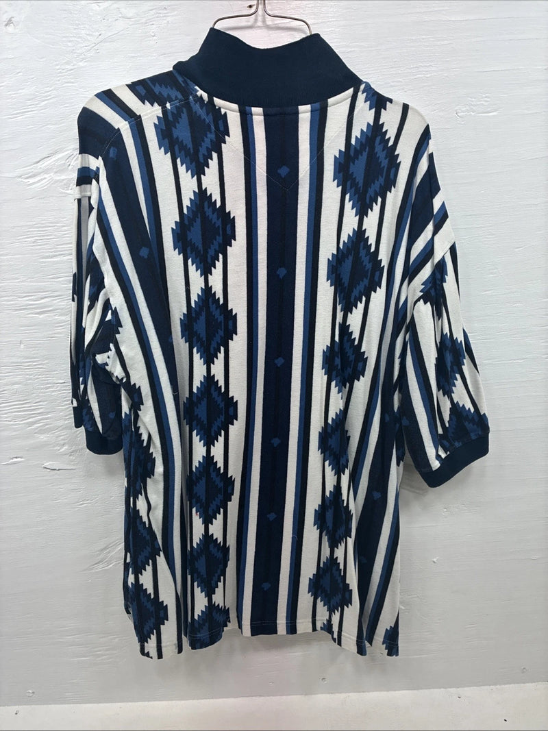 New Men’s Panhandle White Blue Western Shorts Sleeve Polo Shirt Large V-91