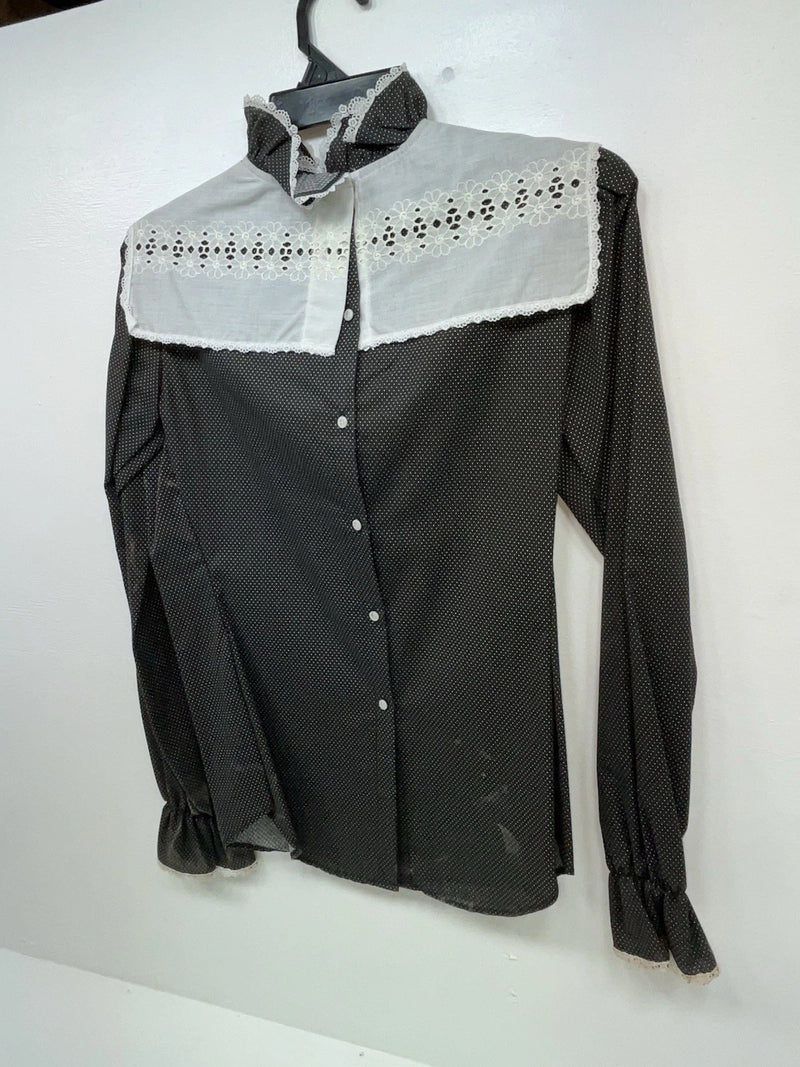 New Women’s Black White Panhandle Slim Long Sleeve Button Up Shirt #3533 3B-24