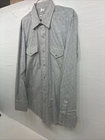 New Men’s Champion Western Gray Long Sleeve Pearl Snap Shirt 15.5 Medium V-60