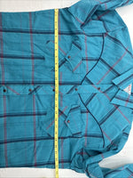 New Men’s ELY Diamond Blue Plaid Long Sleeve Pearl Snap Large X-73