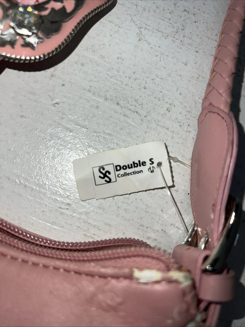 New Double S Pink Purse With Braided Strap #N 7450030 EE-3