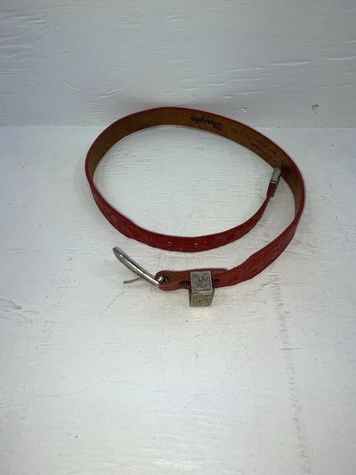 New Red Genuine Leather Wrangler Tooled 28” Belt #4151 JJ-112