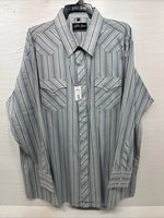 New Men’s White Horse Multiple Color Stripe Long Sleeve Pearl Snap 2XL H-48