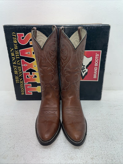 New Men’s Brown Texas Brand Cowboy Boots. 5111 8.5 8 1/2 D. 3-129