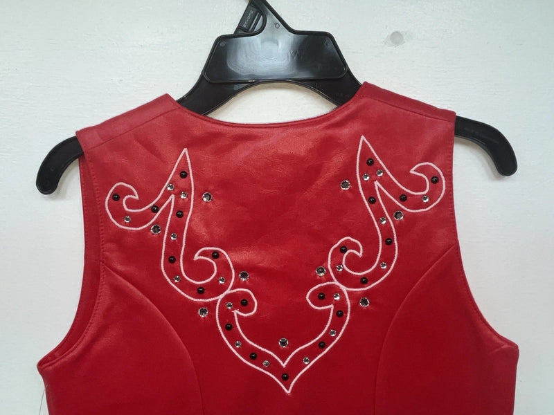 New Women’s Red 1849 Authentic Ranchwear Cut Off Zip Up Vest XS #77872 3B-69