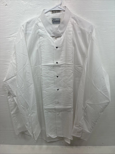 New Classix White Long Sleeve Button Up English Shirt 18-18.5 2XL X-90