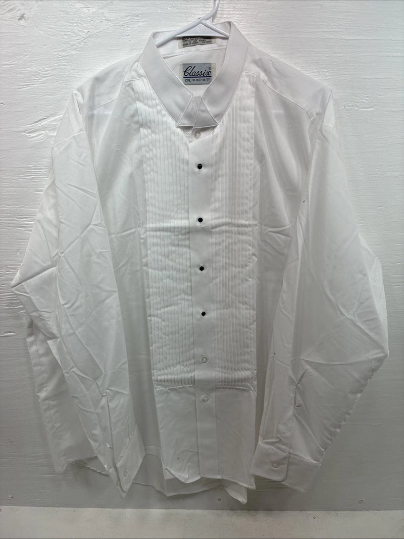 New Classix White Long Sleeve Button Up English Shirt 18-18.5 2XL X-90