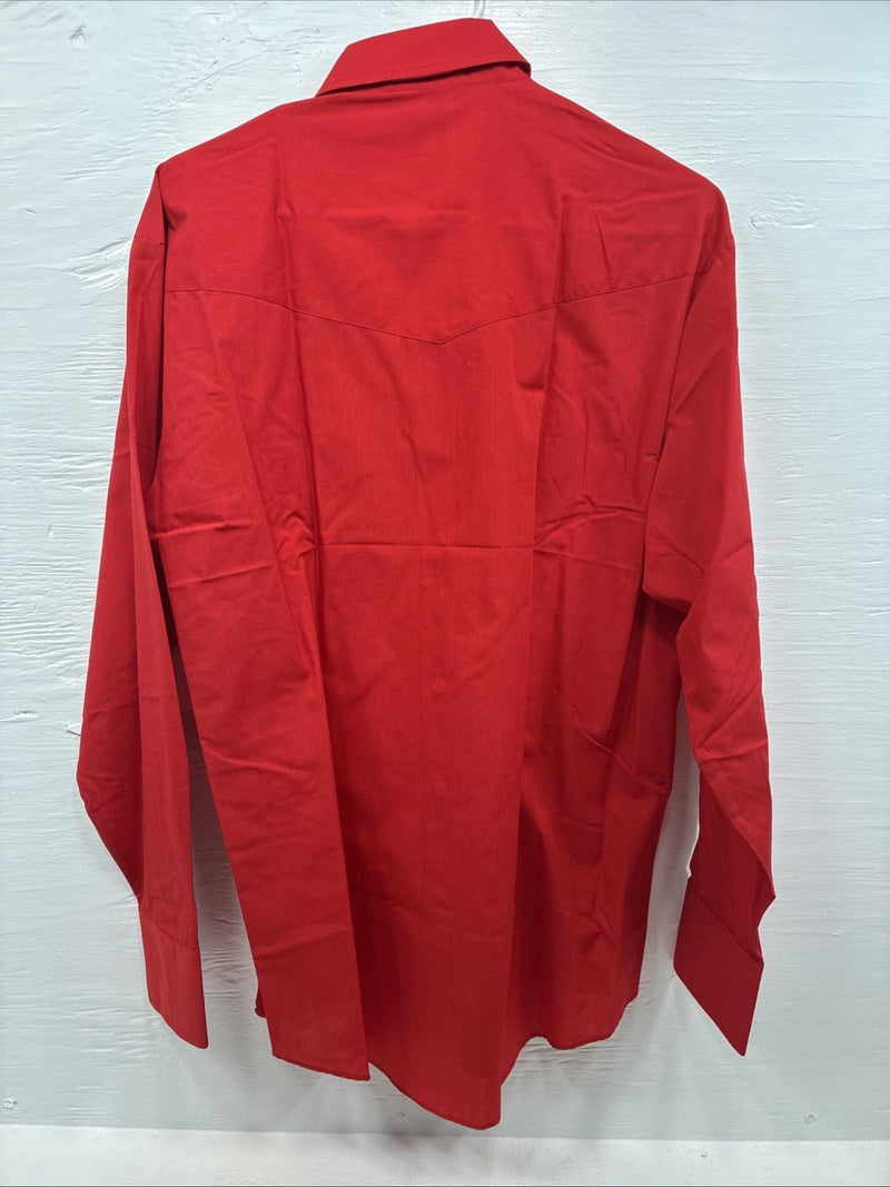 New Men’s ELY Cattleman Red Western Long Sleeve Pearl Snap 17 X 35 XL T-51