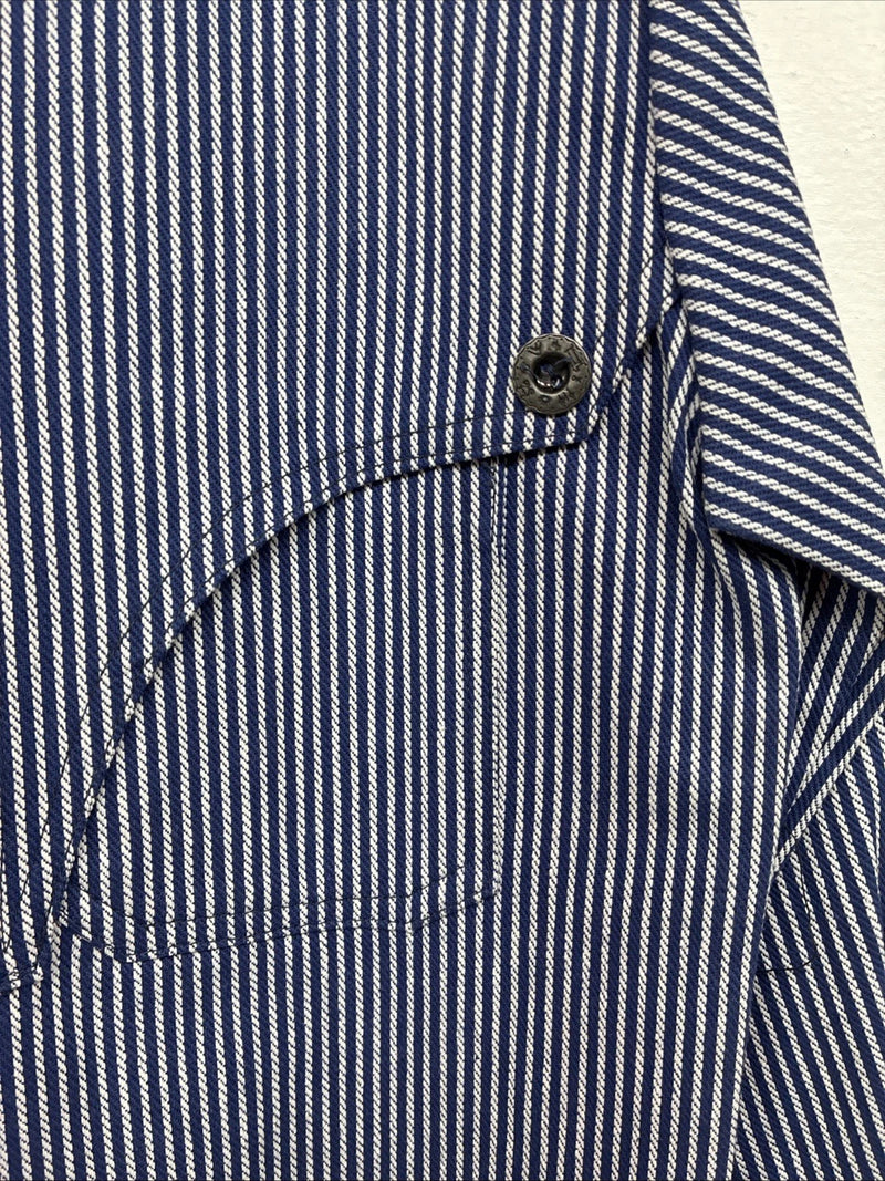 New Kids Denver Blue Stripe Long Sleeve Button Up Size 8 DD-135