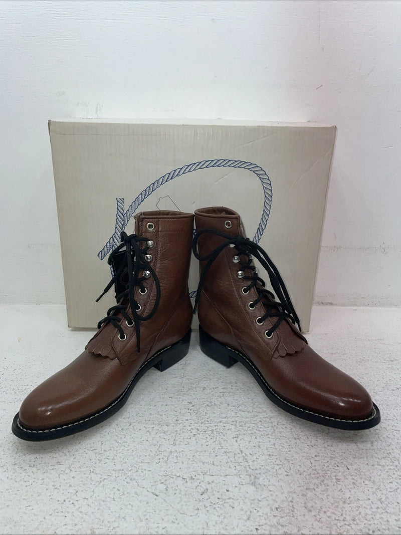 New Men’s Brown Lace Up A Jama Product Cowboy Boots. Y 5117 G 4.5 4 1/2. 2-57