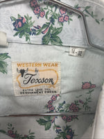 New Men’s Texson Blue Floral Long Sleeve Pearl Snap 14 X 32 Small V-65