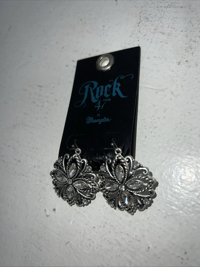 New Women’s Rock 47 Silver Diamond Dangle Earrings. ER3008R47 A-88